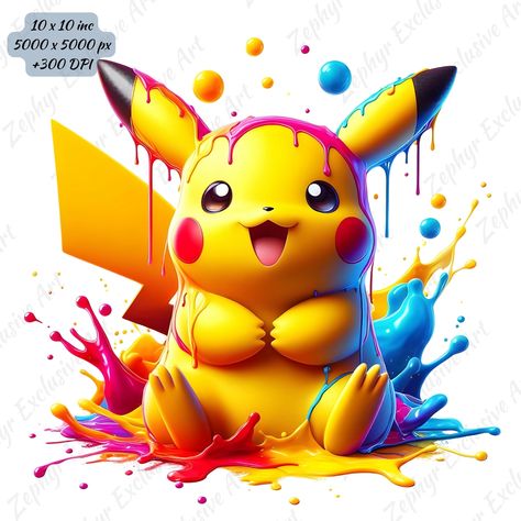 Watercolor Splash Png, Watercolor Splash, Watercolor Design, High Resolution, Instant Download, Instant Download Etsy, Pikachu, Art Images, Pokemon