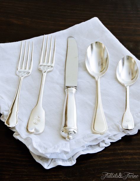 Antique Vanity Set, Unique Bookcase, Flatware Patterns, Rustic Backdrop, Savvy Southern Style, Dining Ware, Silver Cutlery, Perfect Paint Color, Vintage Flatware