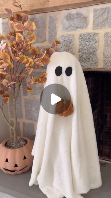 Ashley Savage | Home Decor on Instagram: "👻TOMATO CAGE GHOST👻 comment SHOP to get supplies sent straight to your inbox! I wanted to make a tomato cage ghost that is inspired by the pottery barn ghost pillow. I think it turned out so cute holding the little pumpkin and I love the texture the sherpa brings!
What do y’all think?! If you buy the supplies please note that you may want to grab 2 yards of Sherpa from hobby lobby instead of the 1.5 from Walmart. Mine is short in the back but it doesn’t show because it is up against my fireplace. Also, make sure you push the styrotoam ball on the tomato cage as low as it will go to make the ghost shorter and for the fabric to hit the ground right. The spotlight makes all the difference, especially at night! Make sure to grab one for this easy DIY Sherpa Ghost Diy, Pottery Barn Ghost Diy, Pottery Barn Fall Decor, Tomato Cage Ghost, Halloween Cottage, Diy Ghost Decoration, Halloween Yard Art, Ghost Crafts, Crafts Fall