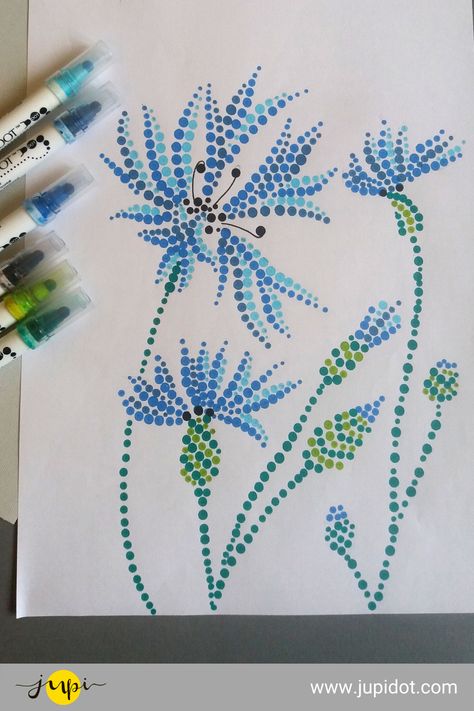 Things To Draw On Dotted Paper, Easy Dot Drawings, Dot Painting Flowers Easy, Marker Dot Art, Dot Art Painting Easy, Dot Flowers Painting, Dotted Drawings Easy, Dot Painting Ideas Simple, Doted Art Drawing