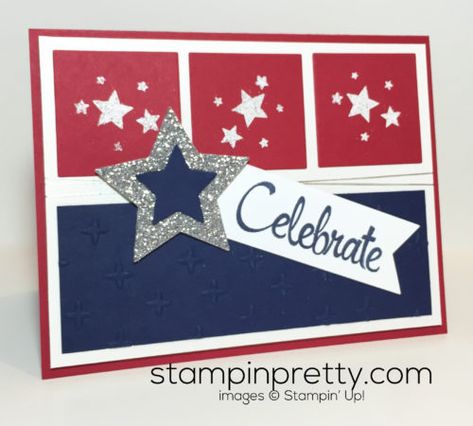 Happy 4th of July & Patriotic Card Idea | Stampin' Pretty Perpetual Birthday Calendar, Military Cards, Mary Fish, Stampin Pretty, Star Cards, Summer Cards, Happy 4th Of July, Happy 4 Of July, Pretty Cards