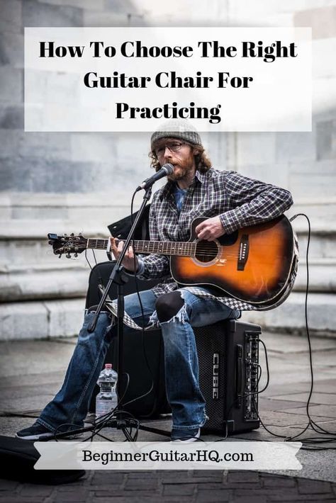 How To Choose The Right Guitar Chair For Practicing | Beginner Guitar HQ Guitar Chair Music Rooms, Guitar Practice Room, Guitar Knowledge, Guitar Chair, Guitar Tricks, Guitar Things, Music Furniture, Guitar Books, Beginner Guitar