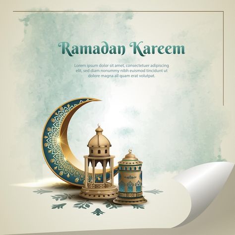 Islamic Greetings, Ramadan 2024, Gold Lanterns, Graphic Designing, Ramadan Kareem, Crescent Moon, Flyer Design, Premium Vector, Crescent