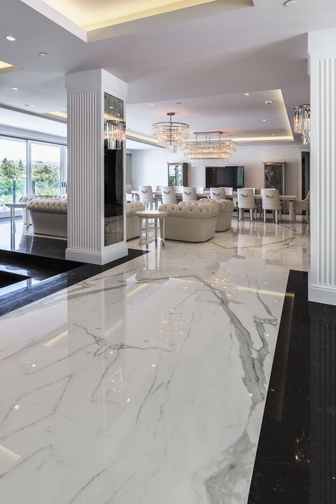 Marble Flooring Design, White Marble Floor, Luxe Bedroom, Marble Floors, Luxury Floor, Living Room Tiles, Floor Tile Design, Luxury Living Room Design, Luxury Estate