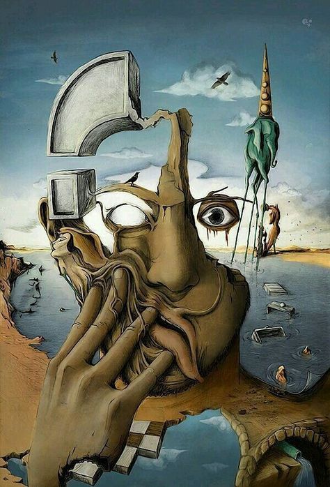 Today, I'm going to talk about an art movement, rather than a specific artist, such as last week's Dimitra Milan. This movement, clearly implied through the title of this post, is Surrealism. Now let's address some background of Surrealism before we get into some specific examples. Surrealism was in the Modern Art era, rising after… Dali Artwork, Salvador Dali Paintings, Famous Art Paintings, Salvador Dali Art, Surreal Painting, Dali Paintings, Surealism Art, Dali Art, Art Eras