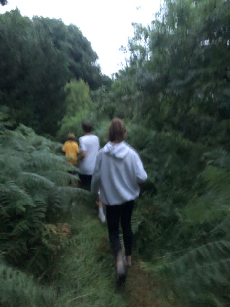 Walking in a forest Walking In The Woods, Forest Party Aesthetic, Forest Vibes, Friends In The Forest, Walk In The Forest, Running Through The Woods Aesthetic, Running In A Forest Aesthetic, Walking In Forest, Forest Walk