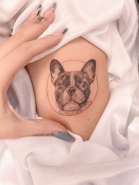 Tatoo Dog, French Bulldog Tattoo, Bulldog Tattoo, Tarot Tattoo, Nalu, Tattoo Inspo, Arm Tattoo, I Tattoo, Pet Portraits