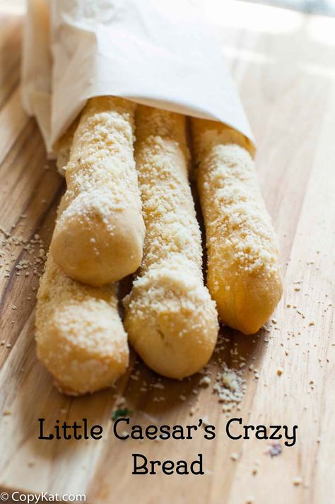 Make this copycat recipe for Little Caesar's Crazy Bread Crazy Bread Copycat Recipe, Crazy Bread, Pin Wheels, Garlic Breadsticks, Copy Cats, Bread Sticks, Copykat Recipes, Copycat Restaurant Recipes, Breadsticks