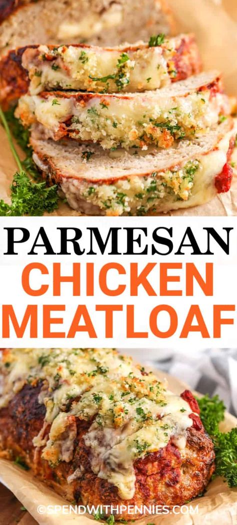 Meatloaf Chicken, Chicken Parmesan Meatloaf, Chicken Meatloaf Recipe, Parmesan Meatloaf, Breadcrumb Topping, Chicken Meatloaf, Delicious Meatloaf, Homemade Comfort Food, Ground Chicken Recipes