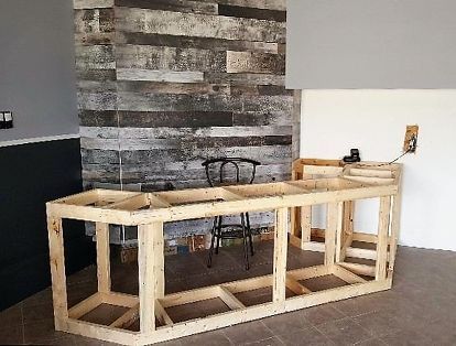 My son wanted to transform his garage into a man cave. The perfect place to hang with friends, watch games and drink, so we created it! #diy #garagemakeover #diybar #bar #mancave Garage Bar Ideas, Home Bar Plans, Diy Garage Bar, Bar Plans, Basement Bar Designs, Diy Home Bar, Built In Bar, Man Cave Home Bar, Home Bar Designs