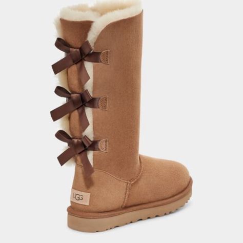 I Got These As A Birthday Gift And They Unfortunately Do Not Fit! You Can Text Me For A Picture Of Them!! Ugg Bailey Bow, Tall Uggs, Ugg Boots Tall, Chestnut Uggs, Bailey Bow Uggs, Flowy Dresses, Bow Boots, Ugg Bailey, Bailey Bow