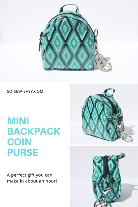 Mini Backpack Coin Purse Pattern - Thumbelina https://so-sew-easy.com/mini-backpack-coin-purse-pattern/ #freesewingpattern #freesewing #sewingpattern #freetutorial #soseweasy Cosmetic Bag Pattern, Backpack Pattern Sewing, Purse Patterns Free, Sewing Tutorials Bags, Backpack Sewing, Sew A Bag, Coin Purse Pattern, Purse Sewing Patterns, Bags To Sew