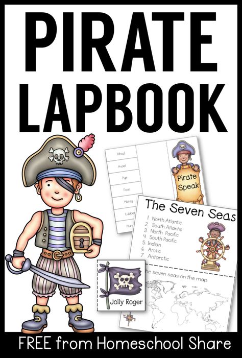 Pirates Unit Study and Lapbook from Homeschool Share Pirates School Theme, Pirate Scavenger Hunts, Preschool Weekly Lesson Plans, Pirate Songs, Pirate Unit, Pirate Activities, Homeschool Room, Pirate Day, Magic Treehouse