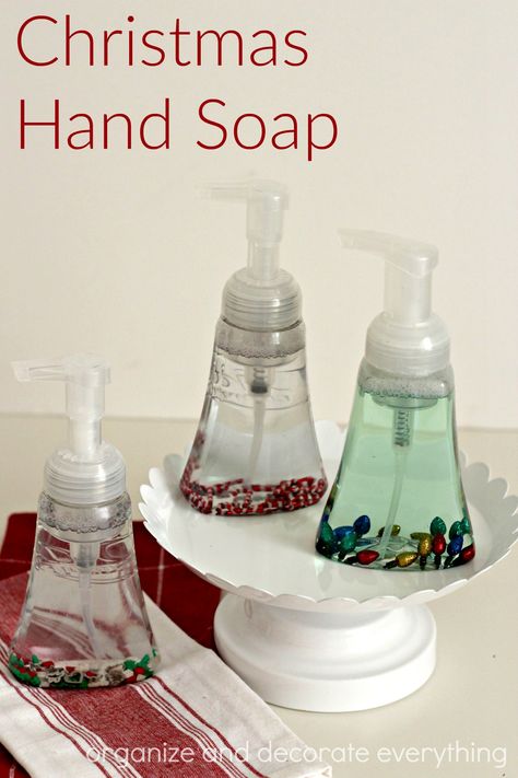 Diy Christmas Soap Dispenser, Diy Soap Dispenser, Soap Dispenser Diy, Paper Flower Ideas, Hand Soap Gift, Crafts For Beginners, Diy Hand Soap, Christmas Trinkets, Holiday Soap