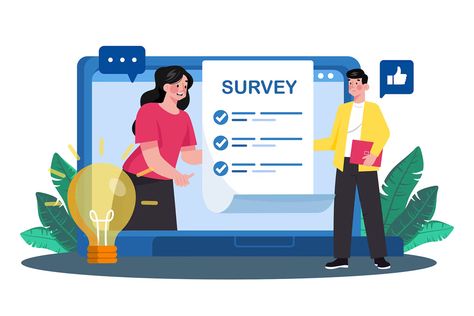 Survey Illustration, Market Survey, Unique Illustration, Png Icons, Online Surveys, Market Research, Vector Graphics, Design Template, Make Money