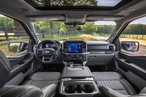 Inside Ford's redesigned F-150 pickup: Here's a closer look Ford F150 Interior, Ford King Ranch, Ford Interior, Ford Powerstroke, Electric Truck, Ford F Series, Ford Raptor, Ford Excursion, Car Projects