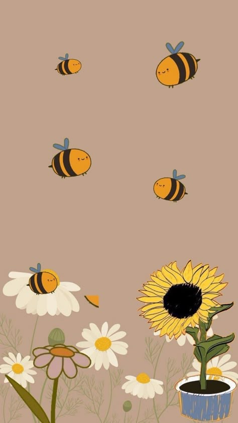 Cute Bee Art Aesthetic, Honey Bee Wallpaper Iphone, Cute Bee Wallpaper Iphone, Bee Wallpaper Aesthetic, Bumble Bee Cartoon, Aesthetic Health, Tattoo Health, Broken Screen, Witchy Wallpaper