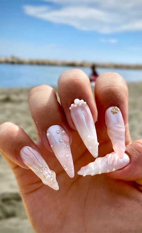 seashell nails, Seashell Nail color, Seashell Nail Polish Gel, Seashell acrylic Nails, Mermaid shell nails,Seashell nails simple, Seashell nails ideas, Seashell nails acrylic Mermaid Nails Acrylic, Under The Sea Nails, Nails Seashell, Seashell Nail Art, Beach Nail Art Designs, Marine Motifs, Nails Mermaid, Shell Nails, Seashell Nails