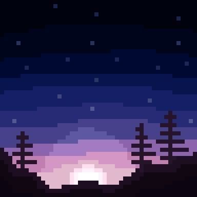 Pixel Art 32x32 Grid Landscape, Landscape Pixel Art Easy, Sun Pixel Art, Night Pixel Art, Star Pixel Art, Stars Pixel Art, Pixel Forest, 32x32 Pixel Art, Pixel Art Landscape