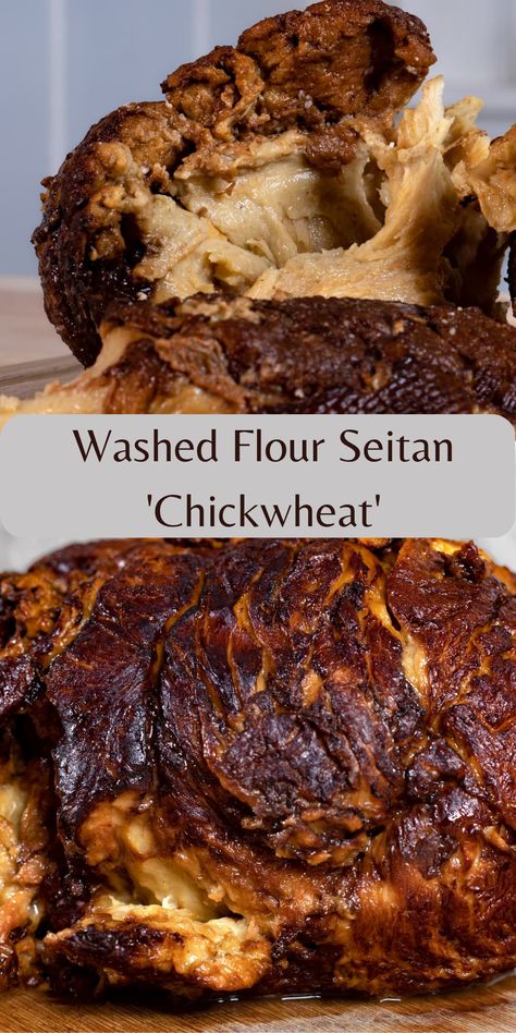 Save money by making your plant-based protein at home that tastes and feels just like chicken! This seitan is made with 1 $6 bag of bread flour and water- the rest is seasonings! This delicious recipe makes a 3 1/2 lbs of seitan, perfect for freezing! Diy Seitan, Chicken Seitan, How To Make Seitan, Seitan Burger, Vegan Proteins, Seitan Recipe, Seitan Chicken, Vegan Seitan, Full Meals