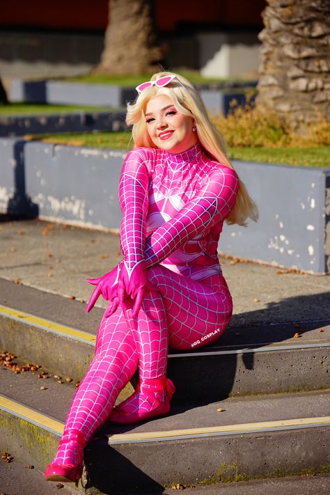 Pink Spiderman Suit, Barbie Spidersona, Spider Barbie, Barbie Spiderman, Spiderwoman Cosplay, Pink Spiderman, Barbie Cosplay, Incredible Artwork, Spiderman Suits