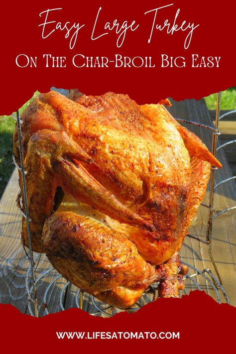 I’ve roasted a ton of turkeys in my Char-Broil Big Easy. It’s why I originally bought the oil-less fryer. I loved it so much the first time that I bought two more, keeping one at my parents house for a fantastic holiday turkey. This time I set out to keep the process as absolutely simple as possible. No brines. No fancy rubs. Just a 16 pound turkey, a little oil, and some seasoning and 10 minutes per pound. Char Broil Big Easy Turkey, Char Broil Big Easy Turkey Recipes, Char Broil Big Easy Recipes, Big Easy Oil Less Fryer Recipes, Oil Less Fryer Recipes, Big Easy Turkey Fryer, Turkey Fryer Recipes, Big Easy Recipes, Char Broil Big Easy