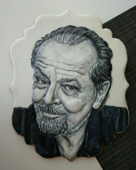 Portrait Cookies, Pop Cupcakes, 3d Cookie, Jack Nicholson, Cute Cookies, Cookie Art, Icing Cookies, Sugar Art, Cookie Designs