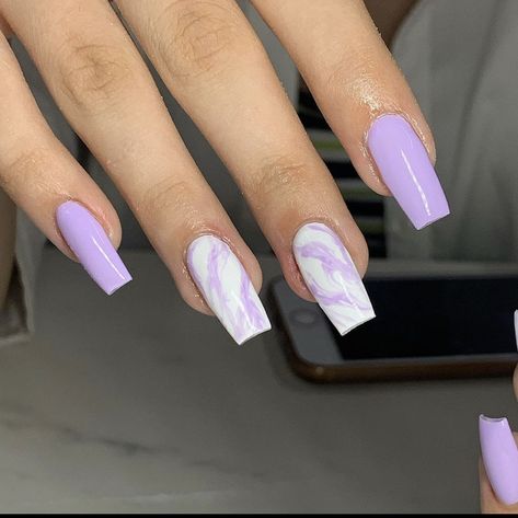 Lilac Nails, Purple Nail Designs, Lavender Nails, Ombre Acrylic Nails, Summery Nails, Work Nails, Simple Acrylic Nails, Pretty Gel Nails, Purple Marble