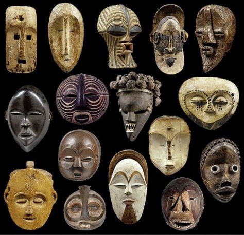 Traditional African Masks, African Masks Art, Traditional Masks, African Art Projects, Ancient Egyptian Deities, Classroom Art Projects, Afrikaanse Kunst, Central Africa, Art Premier