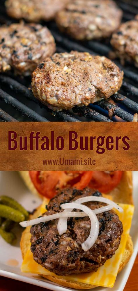 Buffalo Burgers Ideas For Grilling, Bison Burger Recipe, Spring Eats, Buffalo Burger, Bison Recipes, Buffalo Burgers, Grilling Chicken, Bison Burgers, Grilled Sweet Potatoes