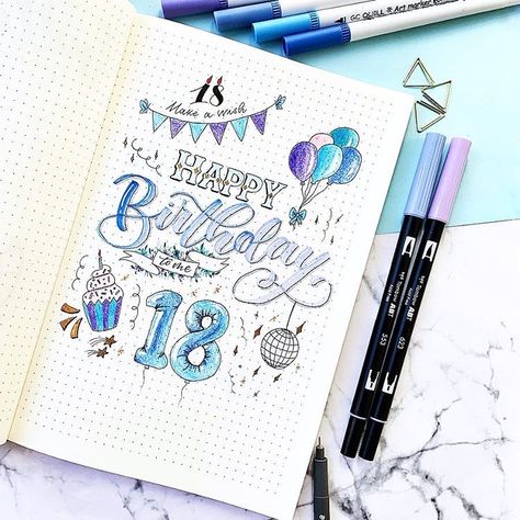 Happy Birthday To Me Journal, Birthday Journaling Ideas, Birthday Bujo Page, Birthday Page Journal, Birthday Sketch Ideas, Birthday Title Ideas, Birthday Bujo Theme, Happy Birthday Journal Ideas, Journal Ideas Birthdays