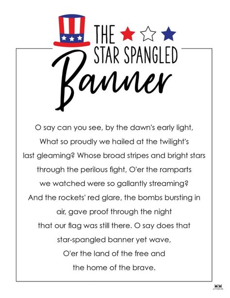 Choose from 10 unique Star Spangled Banner lyrics printables perfect for home, a classroom, or other learning activities. 100% FREE! Print from home! Star Spangled Banner Lyrics, Banner Lyrics, Star Spangled Banner, Home Of The Brave, Free Print, Land Of The Free, Star Spangled, A Classroom, Bright Stars