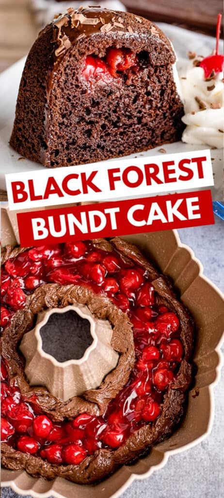 Black Forest Bundt Cake Recipe, Black Forest Bundt Cake, Chocolate Cherry Bundt Cake, Cherry Bundt Cake, Homemade Chocolate Ganache, Bunt Cake Recipe, Cherry Cake Recipe, Coconut Macaroons Recipe, Chocolate Cherry Cake