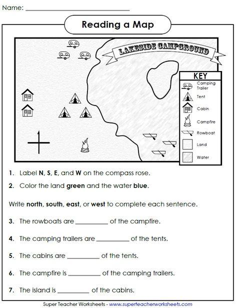 Check out this worksheet from our map skills page to help students learn how to use cardinal directions! Social Studies Maps, Map Skills Worksheets, Third Grade Social Studies, Elementary Worksheets, 3rd Grade Social Studies, Geography Worksheets, Cardinal Directions, Map Worksheets, 5th Grade Social Studies