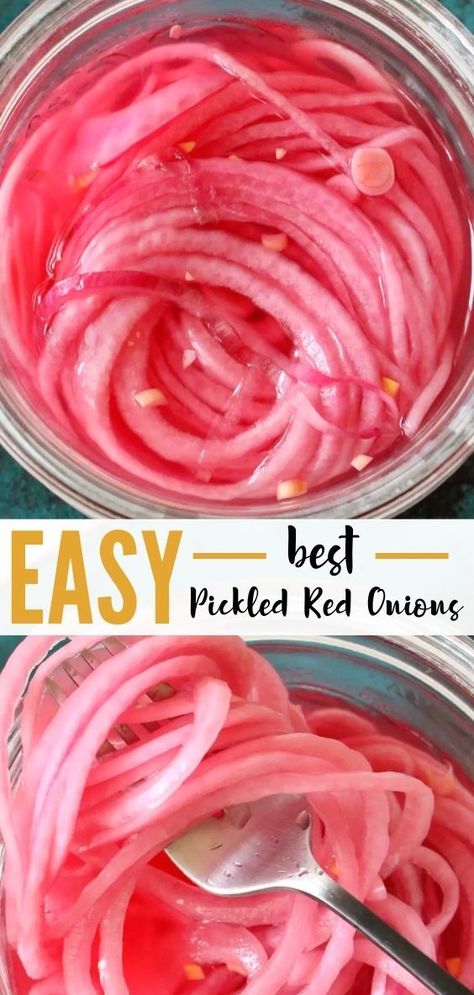 Easy Pickled Red Onions, Recipe In A Jar, Picked Red Onions, Pickled Red Onions Recipe, Red Onion Recipes, Pickled Veggies, Pickled Red Onions, Onion Recipes, Pickled Onions