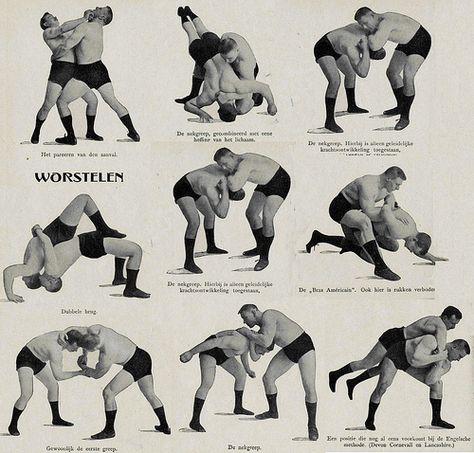 worstelen 1904 - another treasure from janwillemsen Wrestling Poses, Wrestling Reference, Wrestling Holds, Catch Wrestling, Vintage Wrestling, Life Drawing Reference, Figure Reference, Anatomy Poses, Cover Art Design