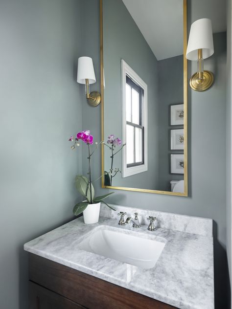 Gray Heron Paint Color Ppg, Gray Heron Paint Color, Grey Bathroom Paint, Gray Heron, Light Grey Bathrooms, Sage House, Glidden Paint, Home Bunch, Timeless Interior