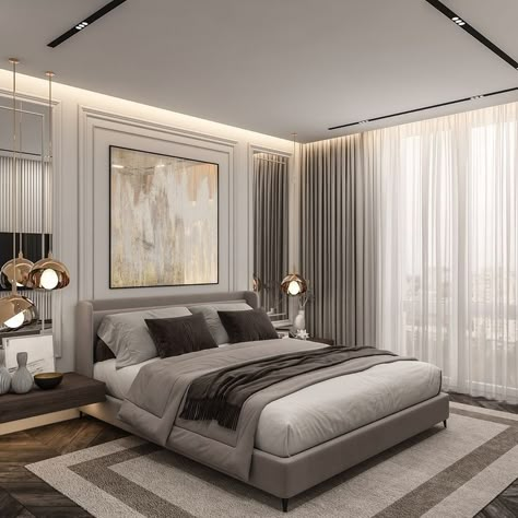 American Classic Bedroom, Bedroom Pop Design, Modern Luxury Bedroom, Modern Bedroom Interior, Classic Interior Design, Classic Bedroom, Bedroom Decor Design, Bedroom Bed Design, Living Room Decor Modern