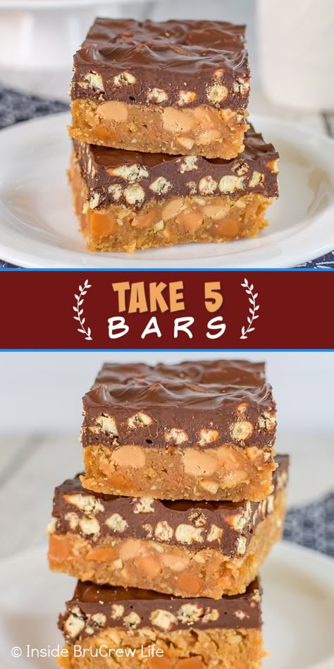 Take 5 Candy Bar Cookies, Take 5 Bars Recipes, Copycat Take 5 Bars, Pretzel Peanut Butter Bars, Take 5 Brownies, Cuban Lunch Bars Recipe, Homemade Take 5 Bars, Take 5 Candy Bar Recipe, Recipes Using Caramel Bits