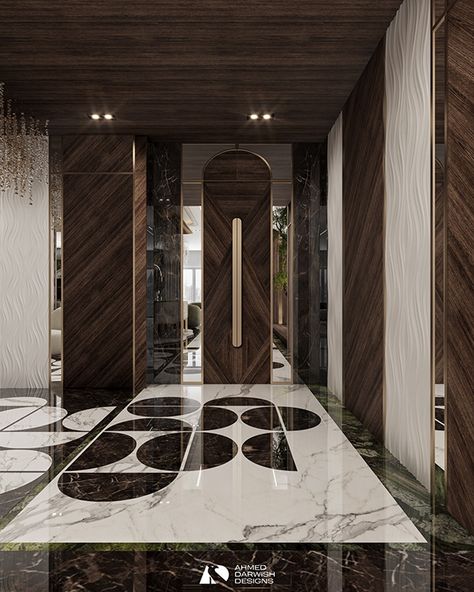 Lobby Interior Design Residential, Luxury Hall Design, Luxury Hall, Marble Inlay Designs, Modern Eco Friendly Home, Floor Pattern Design, Marble Floor Pattern, Residential Lobby, Veneer Flooring