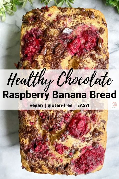 chocolate raspberry banana bread Raspberry Banana Bread, Raspberry Bread, Raspberry Banana, Healthy Dark Chocolate, Raspberry Desserts, Raspberry Muffins, Banana Bread Muffins, Gluten Free Banana Bread, Bread Muffins