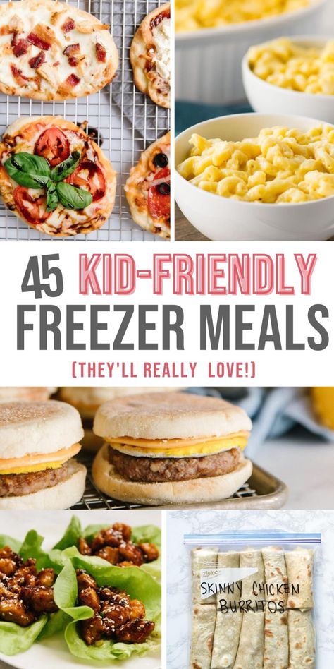 45 Kid Friendly Freezer Meals - Happy Money Saver Kid Friendly Freezer Meals, Freezer Lunches, Freezer Dinners, Happy Money, Freezer Friendly Meals, Freezable Meals, Freezer Meal Planning, Make Ahead Freezer Meals, Healthy Freezer Meals