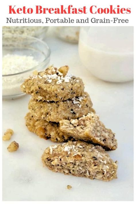 Keto Breakfast Cookies, Galletas Keto, Portable Breakfast, Best Keto Breakfast, Breakfast Cookie, Desayuno Keto, Postre Keto, Keto Diet Breakfast, Starting Keto Diet