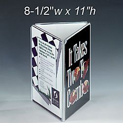 Restaurant Menu Display-Tri-Fold Design, 8-1/2" x 11" Acrylic Sign Holder, Menu Display, Menu Stand, Menu Holders, Table Tents, Publicidad Creativa, Plastic Signs, Triangle Print, Tabletop Signs