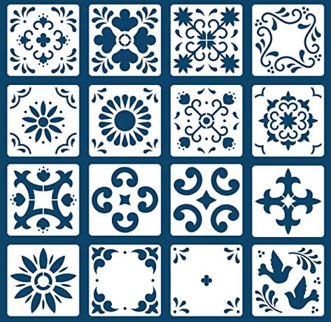 Mexican Stencil, Painting Linoleum Floors, Paint Linoleum, Floor Stencils, Floor Furniture, Stencils For Painting, Canvas Diy, Reusable Stencils, Tile Stencil