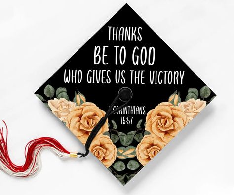 Are you looking for a perfect graduation cap to fit your graduation day? We got it for you. This listing is for a unique graduation cap design that has 9.5x9.5 and is Easily adhered to a standard-sized graduation hat. We can personalize if requested but please send a message first. Grab this now at: https://www.etsy.com/listing/1000980708 You can also visit our Etsy store for more designs: https://www.etsy.com/shop/ModernDigitalDesigns?#graduationcap #classof2023 #trending #moderndigitaldesign Bible Verse Graduation Cap, Bible Verse Graduation, Thanks Be To God, Masters Graduation, Graduating Teacher, Graduation Cap Toppers, Graduation Cap Designs, Graduation Quotes, Graduation Hat