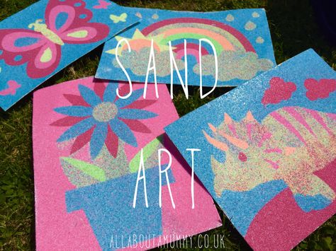 Sand art pictures and bottles - great for kids! Coloured Sand Craft Ideas, How To Do Sand Art, Diy Sand Art Picture, Sand Art Painting, Sand Crafts For Kids, Sand Art Ideas, Sand Art On Paper, Sand Art Kids, Colored Sand Crafts