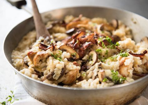 Chicken and Mushroom Risotto - Creamy risotto with golden brown sautéed mushrooms and chicken. Easy, perfectly seasoned and beautifully creamy! www.recipetineats.com Chicken Mushroom Risotto, Chicken And Mushroom Risotto, Risotto Recipes Chicken, Pressure Cooker Recipes Chicken, Chicken Risotto, Chicken And Mushroom, Chicken Mushroom, Recipetin Eats, Pressure Cooker Chicken