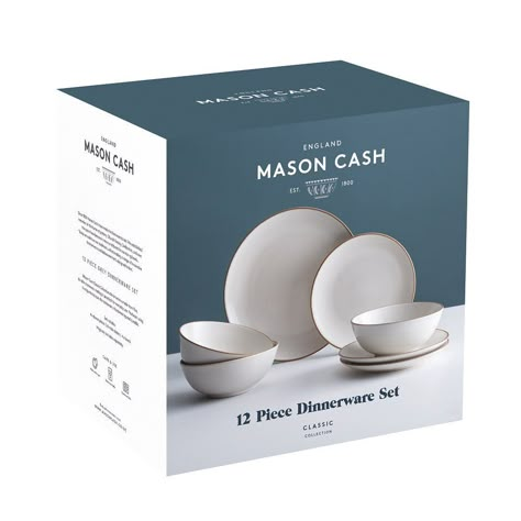 Cookware Packaging, Cardboard Display Stand, Stoneware Dinner Sets, Dinnerware Set Modern, Classic Dinnerware, Carton Design, Alcohol Packaging, Color Design Inspiration, Mason Cash