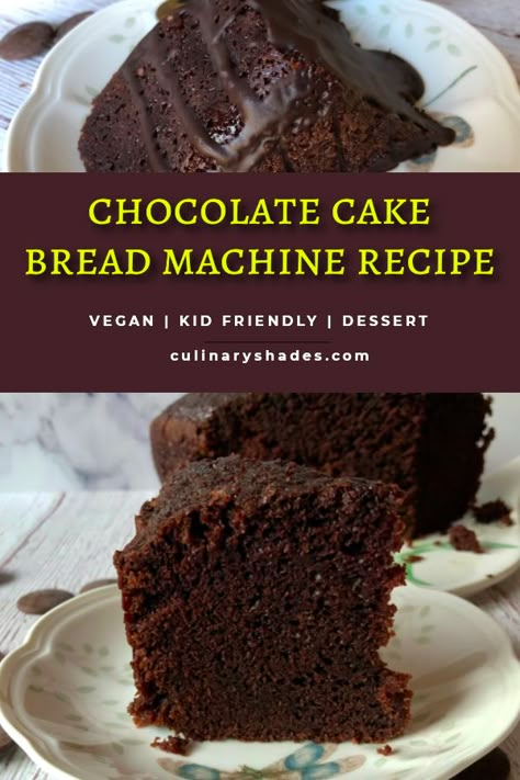 Desert Bread Machine Recipes, Fun Bread Machine Recipes, Quick Bread Recipes For Bread Machine, Small Bread Machine Recipes, Bread Maker Cake Recipes, Cakes Made In Bread Machine, Chocolate Bread Machine Recipes, Cake Recipes For Bread Maker, Dessert Bread In Bread Machine